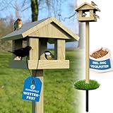 Schwanfeld® Vogelhaus [FÜR ALLE VOGELARTEN] - inkl. 500g Vogelfutter - Vogelfutterhaus mit...