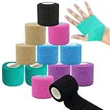 HAYGEM 12 Stück Bunt Verband Selbstklebend, Vliesstoff Fixierbinde, mit Gummizug Bunter...