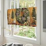 Treer Scheibengardine Küchengardinen Bistrogardine, 1 Stück Weihnachten Gardinen, Kurz Vorhänge...