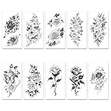 Temporäre Tattoos Sexy Rosenblume Temporäre Tattoos Große Sexy Blumen Kollektion Wasserdichtes...