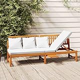 Festnight Gartenbank Holz 3 Sitzer mit Liegefunktion Sonnenliege Gartenliege Balkon Sofa Liege...