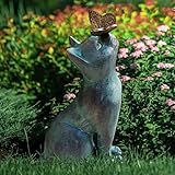 HIAME Katzen Deko Gartenfiguren für Außen, Kätzchen mit Schmetterling Hoflandschaft Gartenstatue...