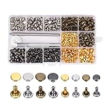 Druckknopf Set, Leder Nieten, 240 Stück Kupfer Druckknöpfe Metall, Nähfrei Buttons, Bronze...