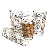 Set of 4 Latte Macchiato Glass 39cl Coffee Top Decoration