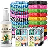 Mückenschutz -Set: 20 Armbänder, 90 Sticker und Spray zur Armband und...