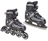 2in1 Schlittschuhe Inline Skates Inliner Croxer Optima Black verstellbar (39-42(24cm-26,5cm))