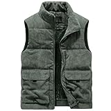 GHTRHSB Herren-Winterweste, warm, Cord, Outdoor, modisch, einfarbig, dick, Fleece, gefüttert,...