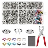 250 Sets Druckknöpfe Ohne Nähen, Universal Druckknopf Set Mit Zange Für Stoff 9.5mm Druckknöpfe...