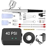 Gocheer 40PSI Airbrush Set, Dual-Action Multi-Funktion Airbrush-Set mit tragbarem Kompressor...