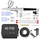 Gocheer Upgraded 40PSI Airbrush Kit, Multifunktions Dual Action Airbrush Set mit Kompressor zum...