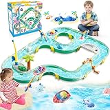 BuzzoXerex Wasserbahn, 2 in 1 Wassertisch Spielzeug, 71 PCS Strandspielzeug Wasserbahn Kinder...