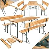 tectake® Bierzeltgarnitur mit Lehne, Biertisch Klapptisch mit 2X Sitzbank mit Lehne, Gartenmöbel...