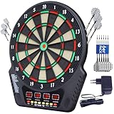 Elektronische Dartscheibe Set Elektrische Dartboard mit Sprachansagen, 4 LED-Anzeigen, 6 Dartpfeil,...