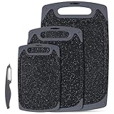 Schneidebrett-Set, Küchen-Schneidebretter mit rutschfesten Füßen und tiefer Saftrille, BPA-freie...