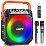 SUDOTACK Tragbare Karaoke Maschine mit 2 kabellose Mikrofone, Bluetooth Lautsprecher Box für...