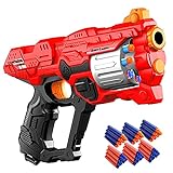 Kinder Pistole für Nerf Gun Spiel, Spielzeug Waffe mit 8 Schuss Rotationstrommel, Softpfeilen...