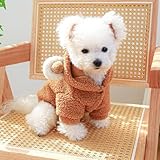 Hundepullover für kleine Hunde aus teddyfarbenem Teddyfell mit Bären-Design – kapuzenförmig,...