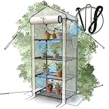 Heimfleiss® Foliengewächshaus mit 4 Ebenen (inkl. Bodenanker) | Garten Gewächshaus klein |...