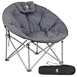 EVER ADVANCED Luxus Campingstuhl Faltbar Moonchair XXL 150KG Rund Klappstuhl Dick Gepolstert,...