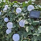 Casativo LED Lampion Lichterkette, Solar, warmweiss, 20 weisse Lampions, 3,8m, IP44, effektvolle...