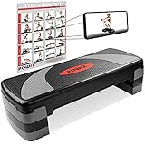 POWRX Steppbrett XL Premium extra groß inkl. Workout I Hometrainer 3-Stufen höhenverstellbar I...