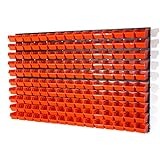 150 Stapelboxen Rot mit wandregal 120 x 80 cm | boxen lager wandplatten wandpaneel werkstatt garage