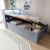 Kebnor Schlafsofa 90 * 200, mit Mehrfachsteckdose und Mehreren Staufächern, mit Lichtleiste,...