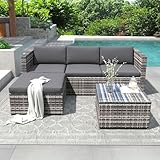 Merax Gartenmöbel Set, Gartenlounge Set für 3-4 Personen, Balkon Lounge mit Sitz- und...