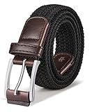 Bulliant Stretch-Gürtel für Herren, dehnbares Webmaterial, Stretch, geflochten, 3,5 cm - Schwarz -...