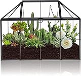 Homtone 23 cm Großer Geometrischer Terrarium-Pflanzgefäß, Hausform, Schwarz, Handgefertigte...