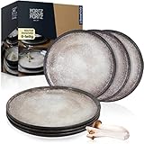 Moritz & Moritz VIDA 6er Dinner Teller Set Beige - Dinnerteller für 6 Personen - Porzellan...