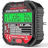 YOJOCK Steckdosentester mit RCD-Prüfung und LCD-Voltage-Display, 6 Arten von Fehlerdiagnose,...