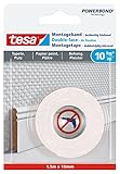 tesa Montageband Tapete&Putz, 10 kg Haltekraft pro Meter - starkes, doppelseitiges Montageklebeband...