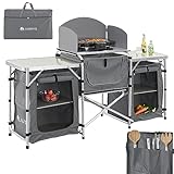 Juskys Campingküche faltbar mit Tragetasche - Outdoor Camping Küche Kochtisch klappbar - Faltbare...