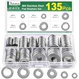 135 Stück Unterlegscheiben Set Edelstahl, Bolatus Beilagscheiben Sortiment 6 Größen,...