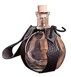 Battle Merchant Kugel - Feldflasche aus Glas mit Gürtelhalter aus Leder 0,2 Liter Feldflasche...