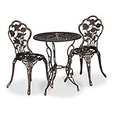 Relaxdays Gartenmöbel Set, 3-teilig, Tisch & 2 Stühle, Vintage Balkonmöbel, Aluguss, Garten...