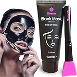 Das ORIGINAL - SOENA® Black Mask + MASKENPINSEL | XXL Tube 100 ml | Entfernt Mitesser – Peel-Off...