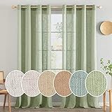 MIULEE Gardinen Vorhänge mit ösen Voile Vorhang kurz Modern Leinenoptik Halbtransparent...