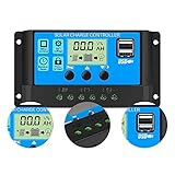 XTVTX Solar Laderegler 30A 12V/24V, Solar Ladegerät Controller Solarpanel Batterie Intelligente...