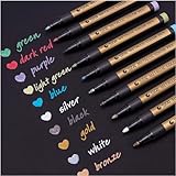 Metallic Stifte, 10 Farben Metallischen Marker Set für Fotoalbum DIY Scrapbook, Gold Stift zum...