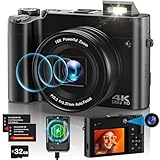 4K Digitalkamera Fotokamera, 64MP Autofokus Vlogging Kamera mit 32G Karte, 2.8'' IPS Bildschirm...