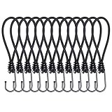 JunGG Expander mit Haken 12 Stück - Spanngummi mit Haken - 10cm Planenspanner mit Haken Schwarz...