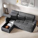 HMHKHN L-förmiges Ecksofa mit Schlaffunktion, Umwandelbar in EIN Schlafcouch mit Stauraum,...