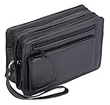 AVANCO Leder Handgelenktasche für Männer aus Rindleder (155D) Herrentasche echtes Leder Tasche Bag...