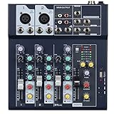 Weymic Professioneller Mixer | 4-Kanal-2-Bus-Mixer/mit USB-Audio-Schnittstelle, Stereo-Equalizer...