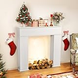 Kaminschrank Weiß Lackierter Dreitüriger Kaminschrank Kaminkonsole Vintage mit 3 Stauraum...