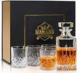 KANARS Whiskey Gläser und Karaffe Set, 750 ml Whisky Dekanter mit 4x 300 ml Gläser, Bleifrei...