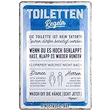 Nostalgic-Art Retro Blechschild, 20 x 30 cm, Toiletten-Regeln – Geschenk-Idee für das Badezimmer,...