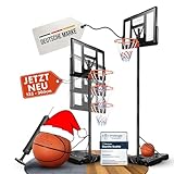 VALENESS® Basketballkorb Outdoor - [135 bis 305 cm] Höhenverstellbarer und Wetterfester Ständer -...